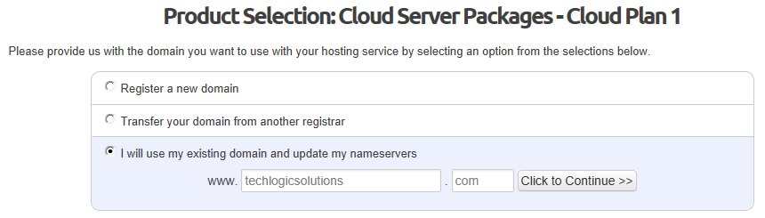Product selection for cloud hosting